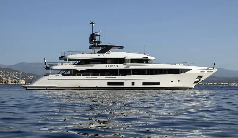 Junos 7, reported by Boat International as the first Class 44M delivered to an owner, underway off the French Riviera.