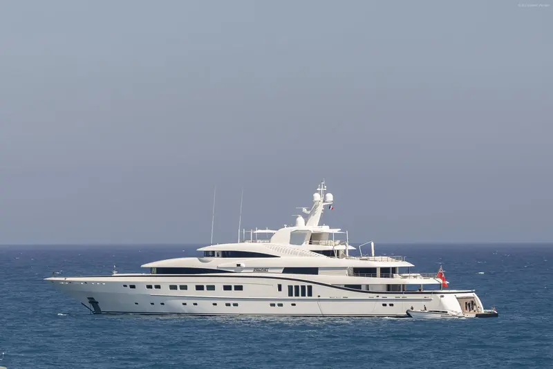 Secret, the 82.3 metre Abeking and Rasmussen yacht delivered in 2013, at anchor. Sorgiovanni drew the exterior; the interior was designed separately by Jim Harris.