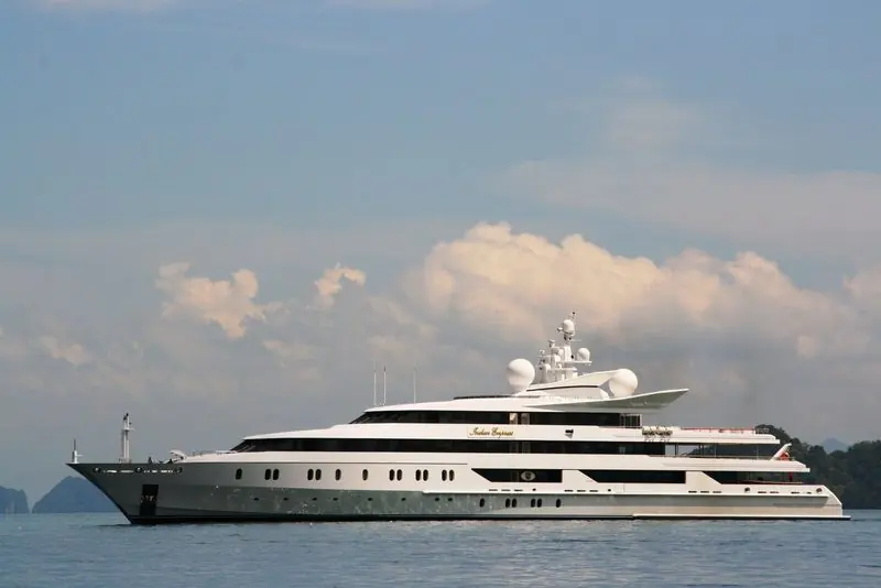 Off Phuket, Indian Empress cruises the Andaman Sea under building cloud.