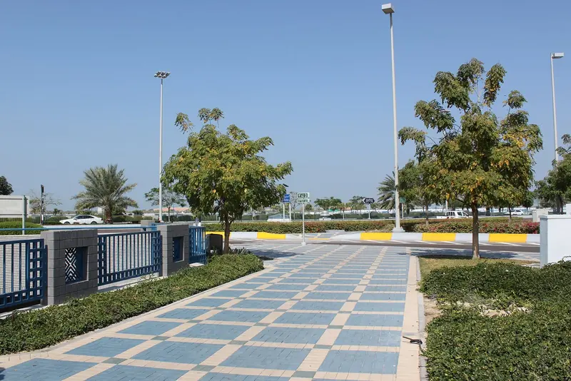 The Abu Dhabi Corniche, an eight kilometre public waterfront of promenade, cycle path and beach between the marina district and the downtown skyline.