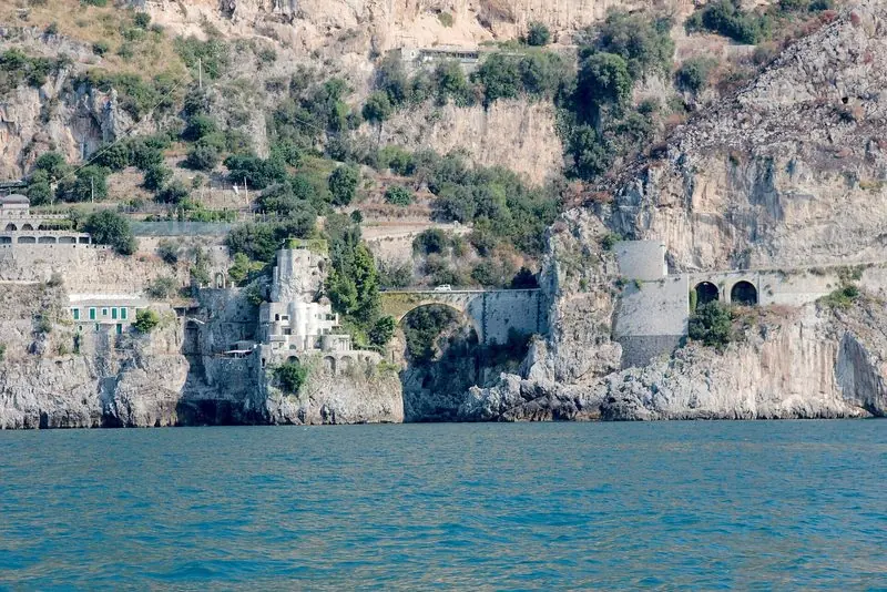 The cliffs between Amalfi and Positano, seen from a tender running the coast.