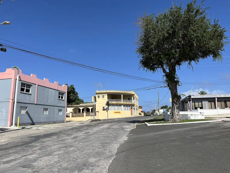 A street corner in The Quarter, a village next to The Valley, Anguilla's low-rise capital.