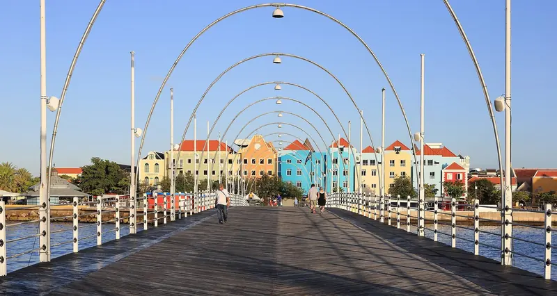 Otrobanda, the district across St Anna Bay from Punda, seen from the Queen Emma pontoon bridge.