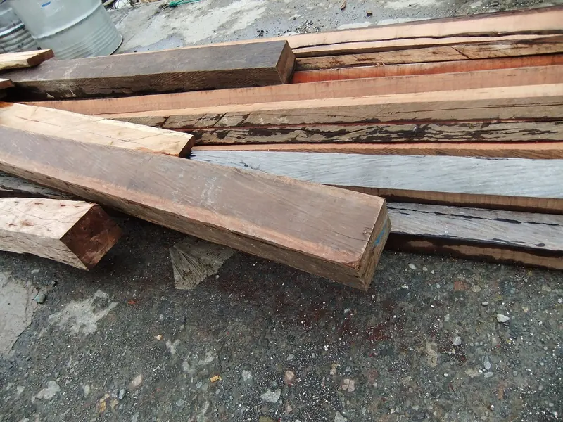 Ironwood timber set aside for phinisi construction in Bulukumba, the hardwood traditionally used to build these hulls by hand.