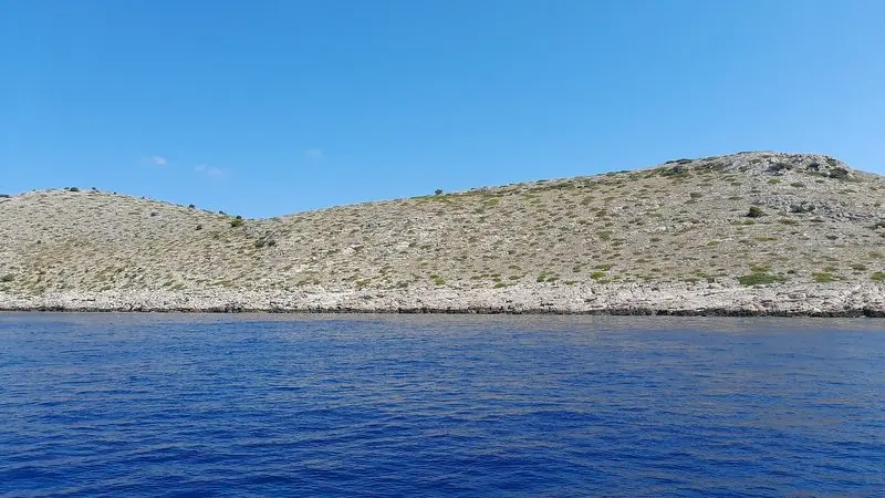 An empty Kornati island seen from the water, with no facilities ashore.