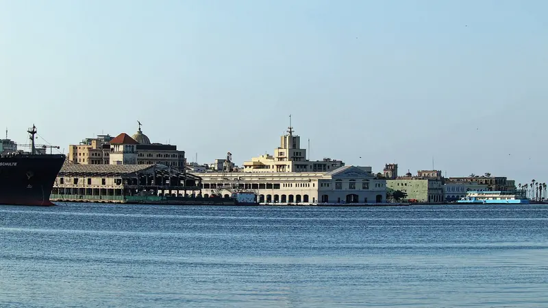 A bulk carrier lies off Cienfuegos on Cuba's south coast, one of the country's official ports of entry alongside Havana and Santiago.
