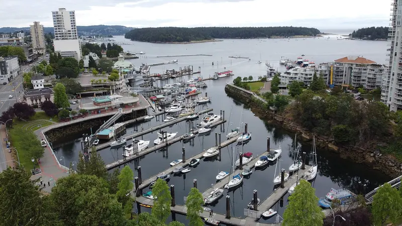 Nanaimo's inner harbour and boat basin, the main clearance and provisioning port for yachts working the Gulf Islands and the Strait of Georgia.