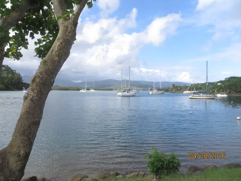Yachts anchored at Savusavu on Vanua Levu, Fiji's designated cyclone-season hurricane hole