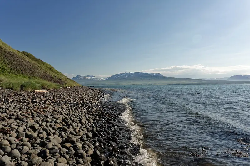 Eyjafjordur, Iceland's longest fjord, running inland from Akureyri towards the Arctic Circle. The north coast fjords give sheltered water once a boat is past the more exposed west.