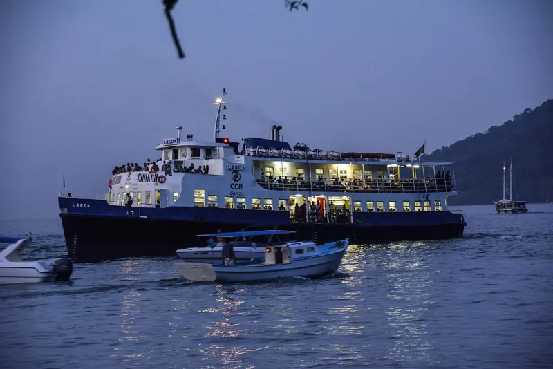 A catamaran ferry serving Ilha Grande, the way most visitors without their own boat reach the island from the mainland.