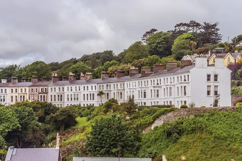 The terraced Victorian houses above Cobh, the deep-water port town on the north shore of Cork Harbour