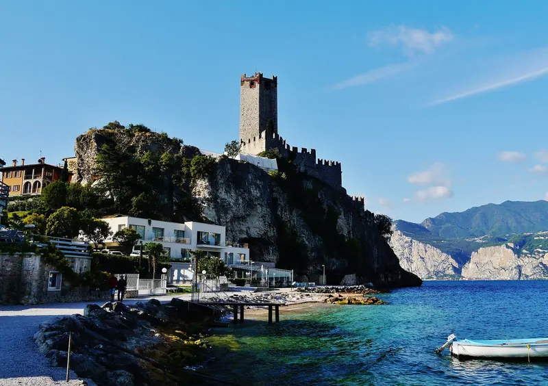 The Castello Scaligero above Malcesine, on Lake Garda's eastern shore, a two-minute walk from the marina and the cable car up Monte Baldo.