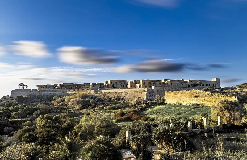 Fort Chambray above the sea on Gozo, one of the last fortifications the Knights built before Malta changed hands.