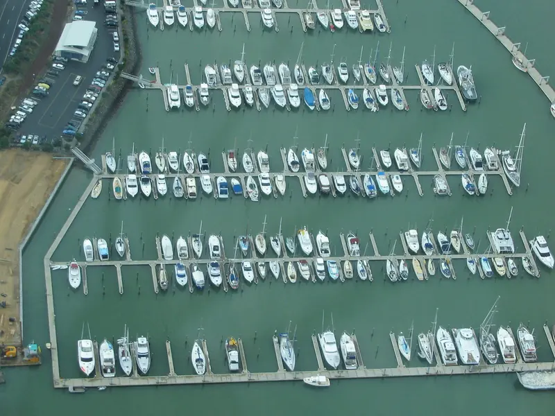 A packed marina pontoon at Opua, the Bay of Islands port where the bulk of the yachts arriving in New Zealand from the Pacific complete customs and biosecurity clearance.