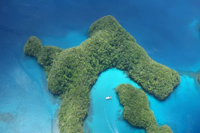 A second pass over the Rock Islands shows how tight the navigable water actually is between islets, and how quickly a chartplotter's caution becomes real coral a few metres under the keel.