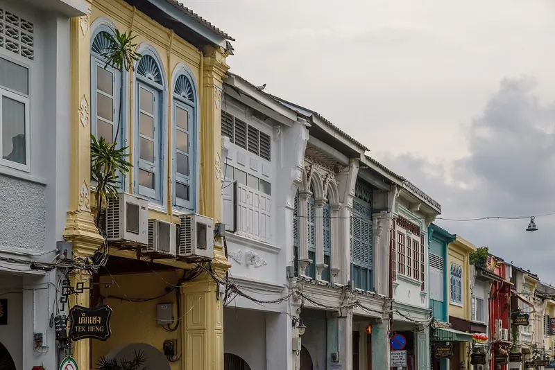 Sino Portuguese shophouses in Phuket Old Town, the shore side of an island whose costs are a fraction of the Mediterranean.