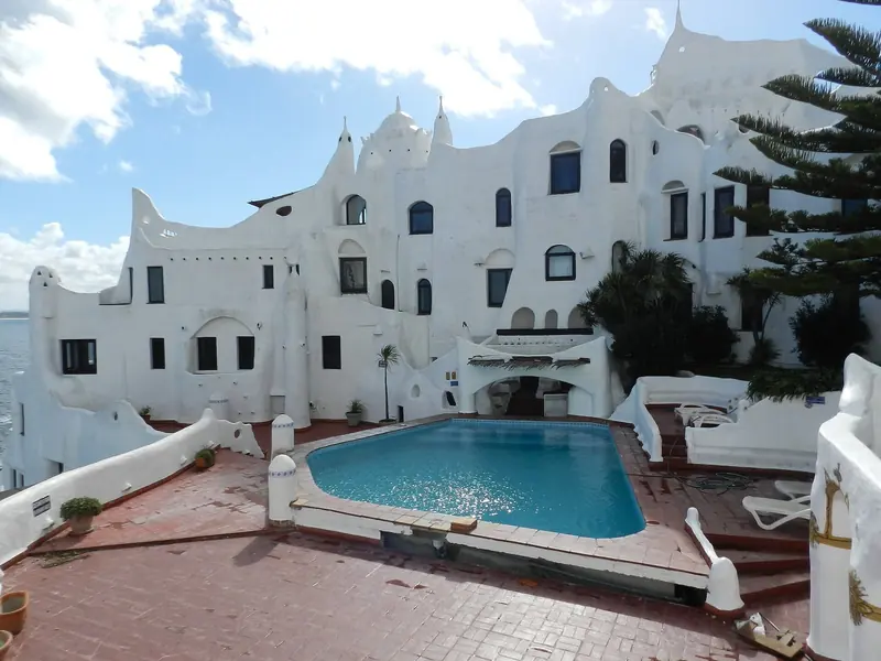 Casapueblo, the whitewashed house Uruguayan artist Carlos Paez Vilaro built into the cliffs at Punta Ballena over 36 years without a formal blueprint.