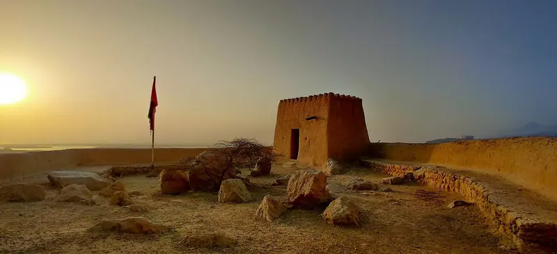 Dhayah Fort at sunset, the highest hilltop fort in the UAE and the site of an 1819 siege.