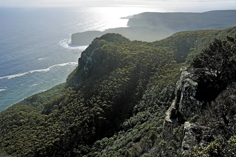 Shipstern Bluff and Tunnel Bay from the Cape Raoul lookout on the Tasman Peninsula, the exposed dolerite coast east of the Channel.
