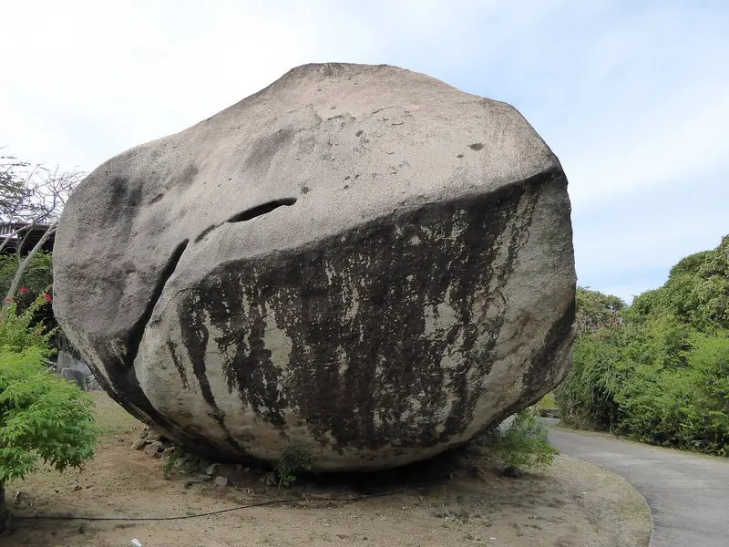 A single weathered granite boulder on Virgin Gorda, the same rock that forms the grottos at the Baths a mile down the coast.