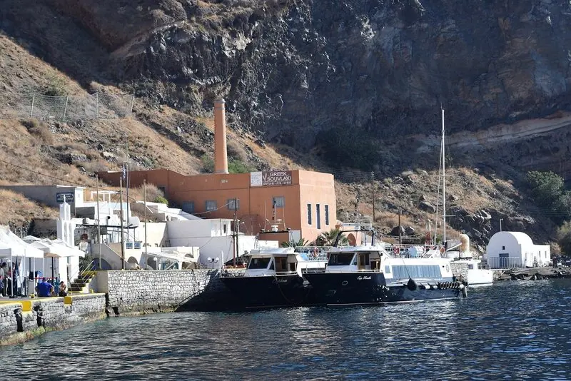 The small harbour at Adamas on Milos, where fuel and provisions come from.