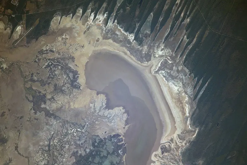 The Kimberley coastline near Derby, seen from the International Space Station, in a region with tides reported among the largest anywhere in the world.