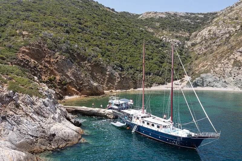 A tour boat working the National Marine Park of Alonissos and Northern Sporades.