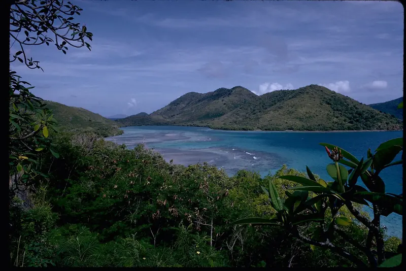 An archival National Park Service photograph of a St John bay inside Virgin Islands National Park, whose more than 5,500 acres of adjacent water are protected alongside its land