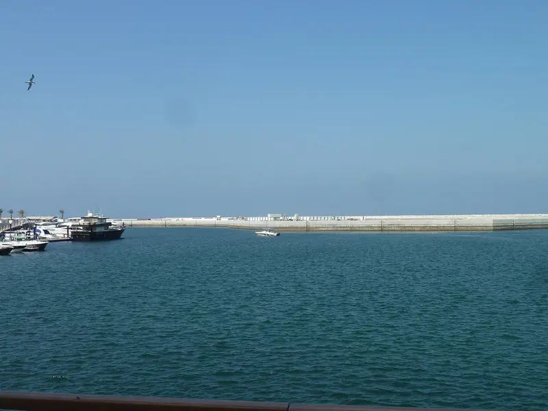 The outer breakwater and the entrance. The channel is the constraint on what can get in, not the length of the berths.