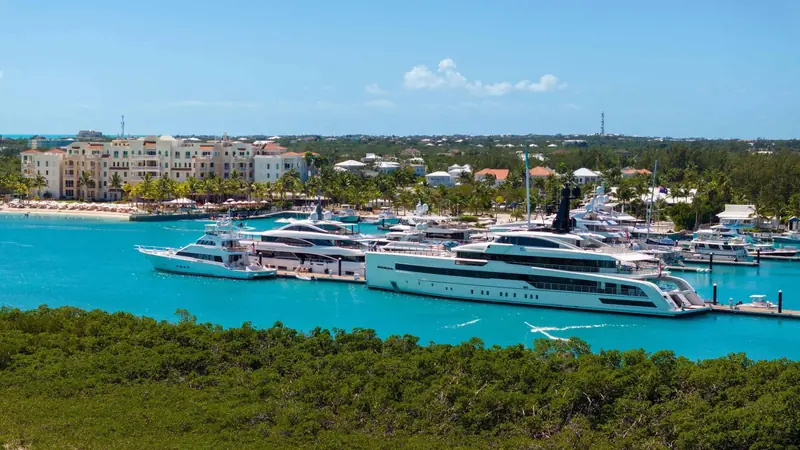 Blue Haven Marina and the resort buildings of Leeward, Providenciales, seen from the mangrove side of the channel
