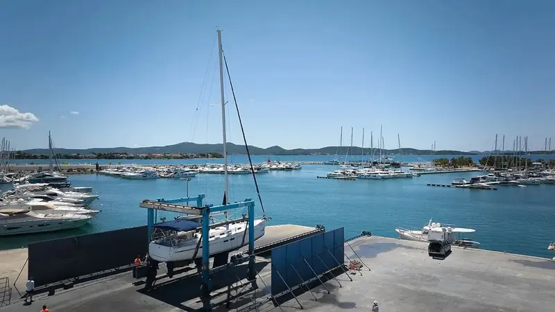 The dry-dock and travel lift area, where D-Marin's 150 and 70 tonne lifts haul out for winter storage and refit.
