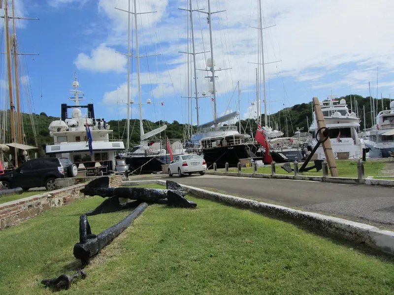 Yachts on the quay at Nelson's Dockyard, the Georgian naval yard that is still a working marina.