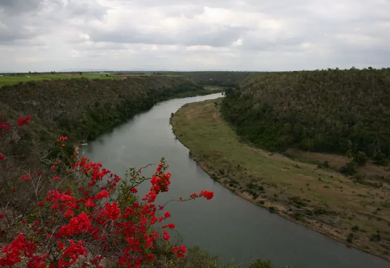 The Chavon River gorge seen from Altos de Chavon, the recreated 16th-century artists' village a short drive from the marina and the resort's best-known day trip.