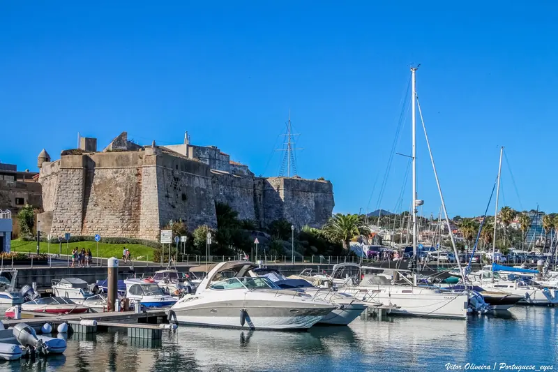 Yachts moored below the Cidadela. The fort and the marina share the same piece of shore.