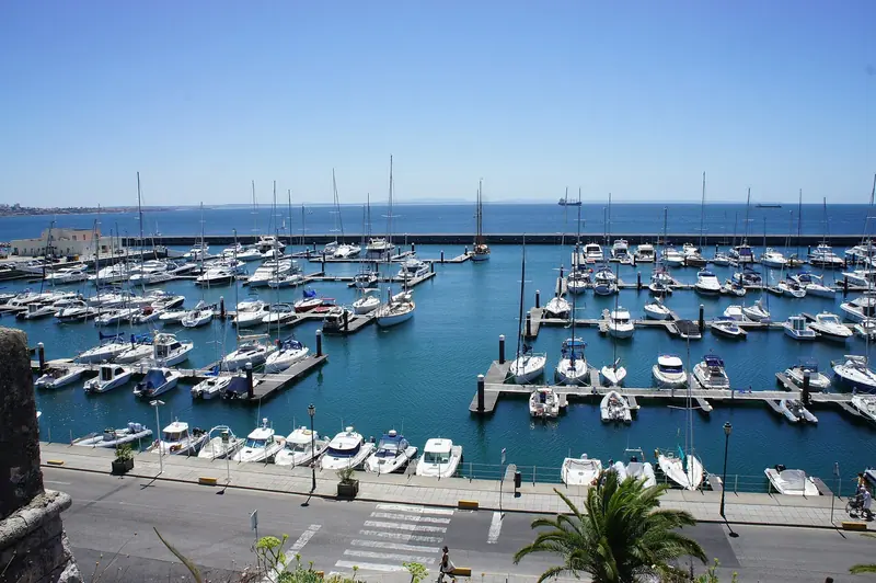 The main basin, mostly sailing yachts. Cascais is a racing town first and a superyacht stop second.