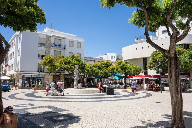 Praca Gil Eannes in Lagos old town, a short walk from the marina gates.