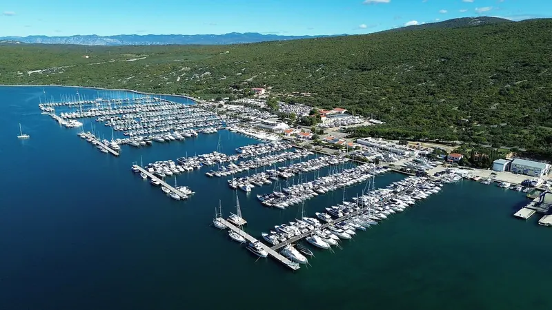 Marina Punat's own view of its berths, a five-gold-anchor marina on Croatia's largest Adriatic island.