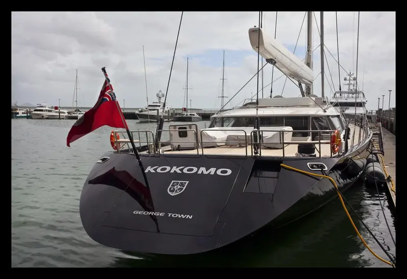 The sailing superyacht Kokomo alongside at Cairns. Boats of this size come here for the Reef season and the berths that take them are a short list.