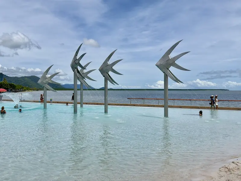 The Esplanade lagoon, a two minute walk from the berths, which is where crews go because you do not swim off the Esplanade.