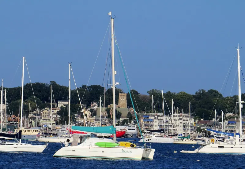 Newport from the water. The harbour is small, the town is on top of it, and the deep berths are a short list.