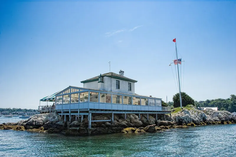 The Ida Lewis Yacht Club on its rock in the harbour, one of the marks you pass on the way in.