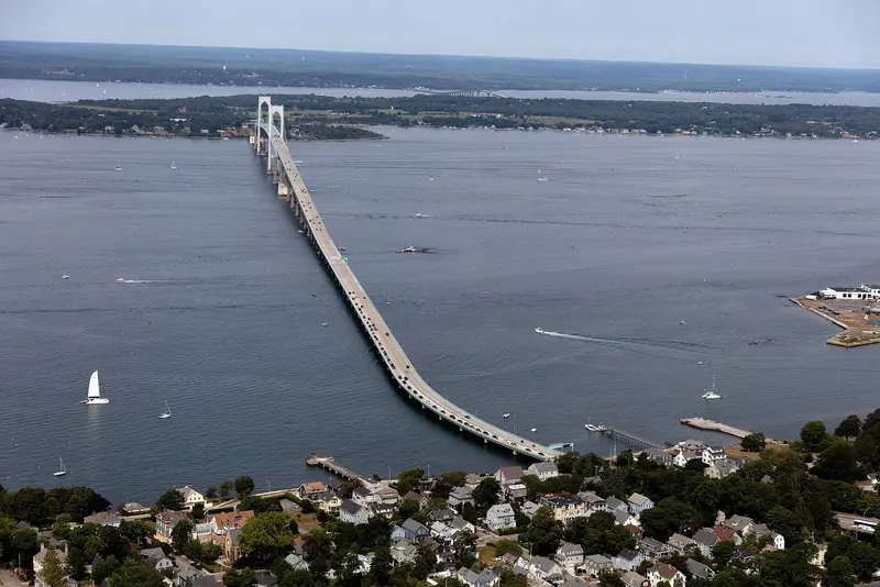 The Claiborne Pell Bridge over the East Passage. Air draught under it is the first thing to check for a tall rig heading up to Newport.