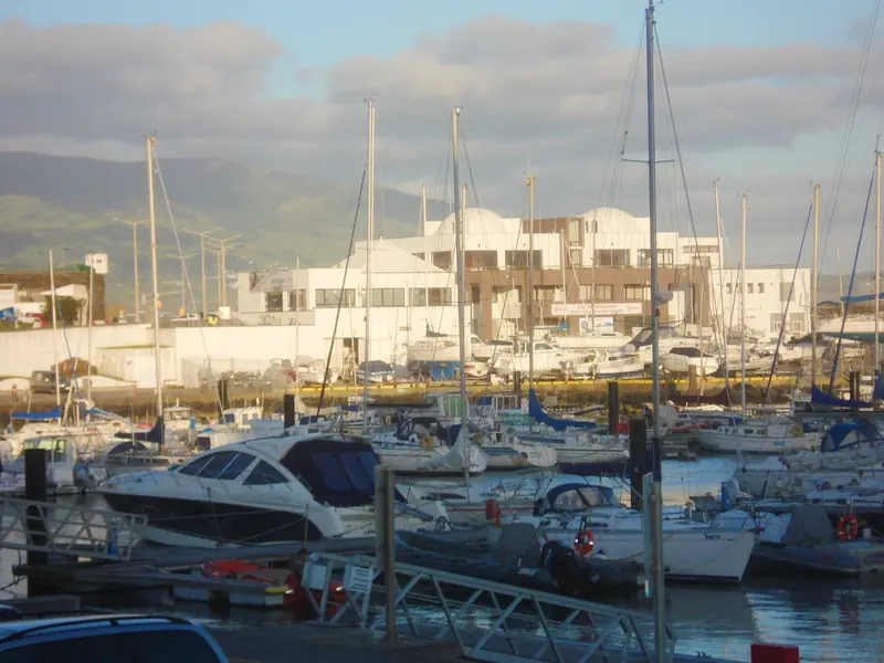 The Clube Naval side of the marina at Sao Pedro, the older sailing club anchor for a harbour now built mostly around transatlantic traffic.