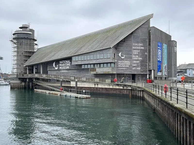 The maritime museum stands right on the water at Discovery Quay, its timber flank facing the boats across the basin.