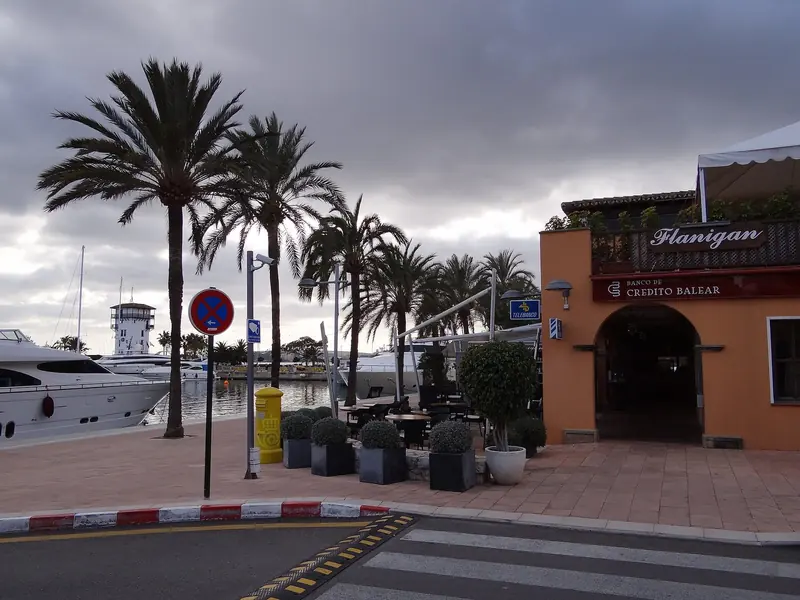 Flanigan on the quay, one of the fixtures that make the marina a destination for people who do not own a boat here.