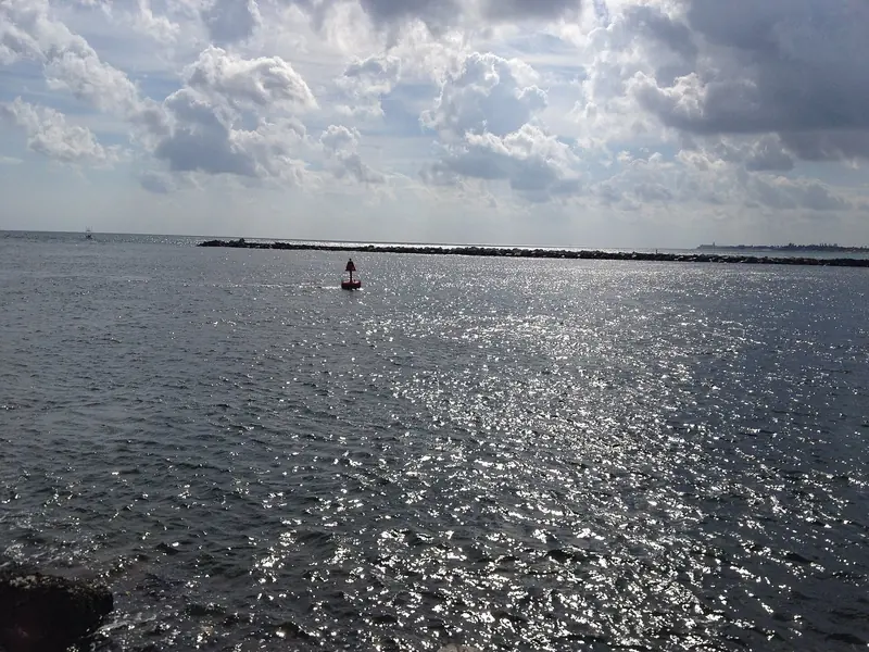 The Palm Beach Inlet. Everything that reaches Rybovich comes through here from the Atlantic, and the inlet, not the berth, is the first thing to plan around.