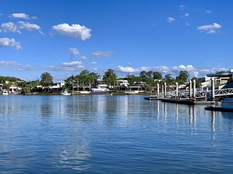 The Sanctuary Cove frontage seen from the river.