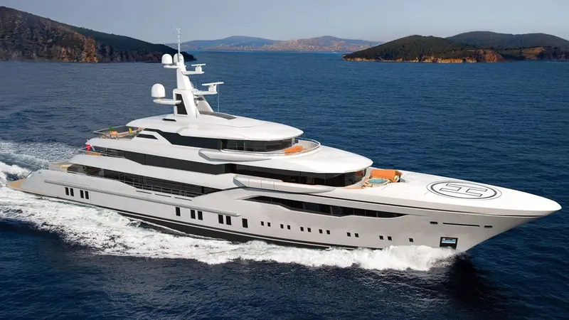 Running past the Prince Islands in the Sea of Marmara, the finished 243 shows her helideck circle forward and the black-glazed superstructure band that reads through every deck level.
