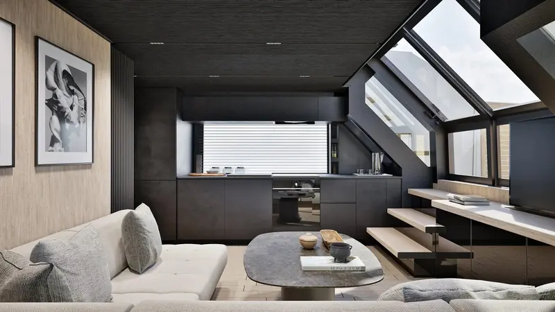 The BG64's interior, styled by Zuccon International Project in a restrained, contemporary palette.
