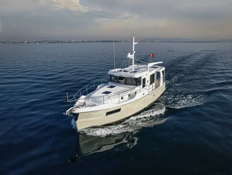 Hull 31 of the Nordhavn 41 under way, from the Turkish-built series that ended production in July 2026.